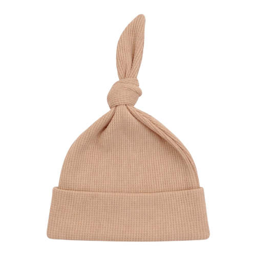 Organic Waffle Knot Beanie, Tan