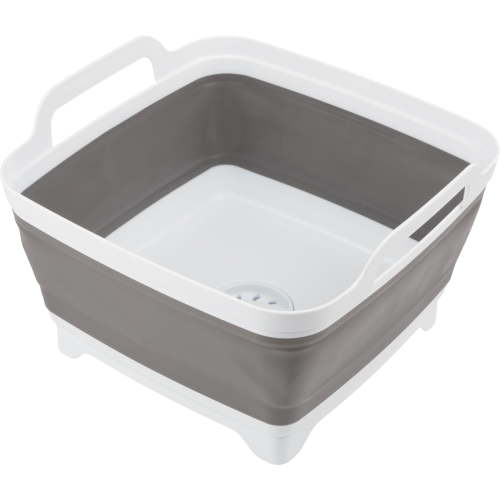 Wakeman Outdoors 9L Collapsible Wash Basin - Portable Sink with Drain, Gray