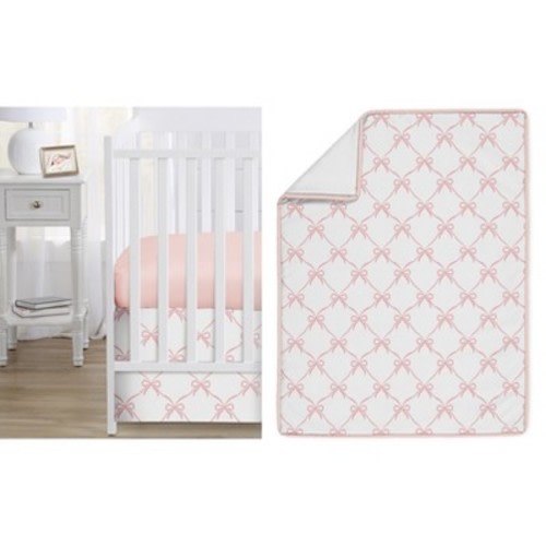 Sweet Jojo Designs Girl Baby Crib Bedding Set - Ballerina and Ballet Bows Pink and White 3pc
