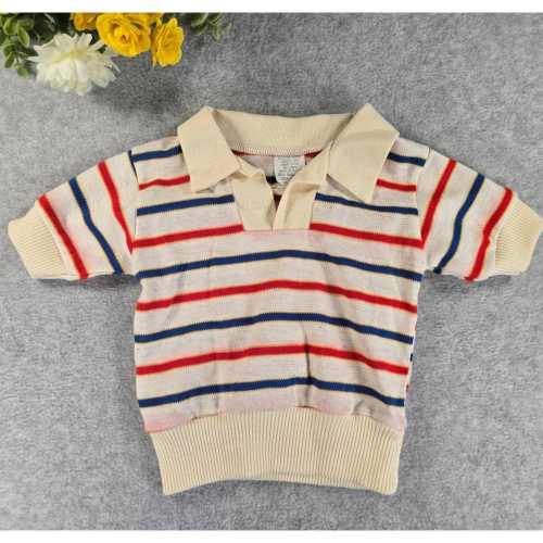 Striped Knit Polo Shirt