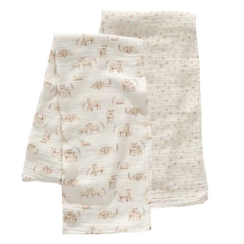 Signature Organic Lamb/Floral Swaddle Blankets