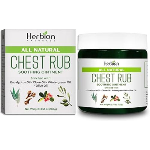 HERBION Naturals Chest Rub - Soothing Ointment with Soothing Vapors for Adults & Children 2+ - Relieves Cough, Cold, Nasal & Chest Congestion – Reduces Muscle & Joint Aches (3.53 Oz (Pack of 1)
