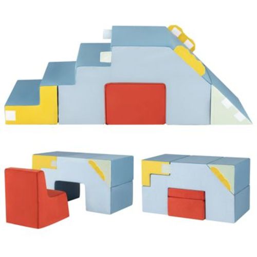Costway Kids Climbing Toys, Toddler Climber with Slide & Stairs, Blue + Red + Yellow