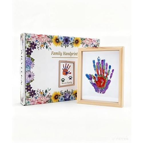 Hand Casting Kit for Family – DIY Hand Mold Kit with Natural Wood Frame, Non-Toxic Paints, Baby Handprint & Footprint Kit for New Parents, Couples, Adoption Gifts (Wood)