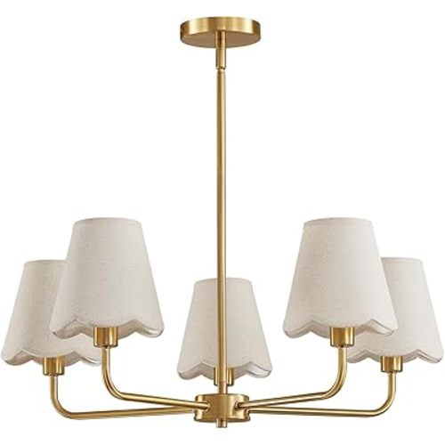 KAISITE Modern Gold Chandelier 5-Light Farmhouse Chandelier for Dining Room Industrial Dining Kitchen Light Fixture Over Table Ceiling Chandelier for Bedroom Living Room Foyer Entryway
