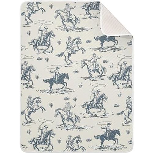 Cowboys Horse Western Baby Blankets Soft Warm Crib Stroller Blanket for Toddler Newborn Girls Boys 30x40in