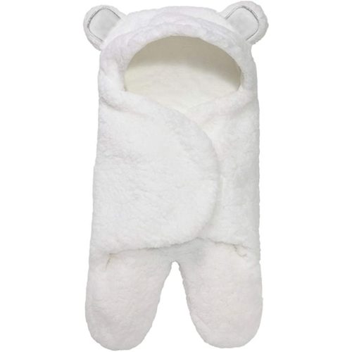 Jam Naturals-Cute Bear Organic Newborn Swaddle Wrap- Gender Neutral Soft Baby Blanket, Newborn Baby Registry Gift (White, 0-3m)