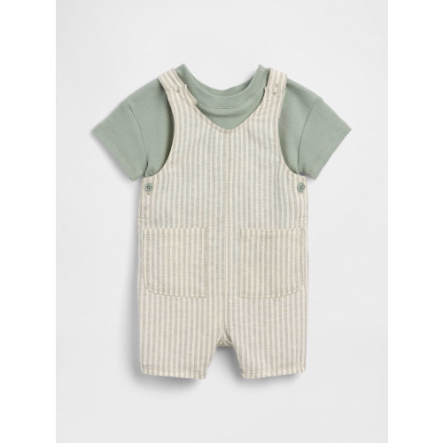 Baby Linen-Cotton Shortall Outfit Set