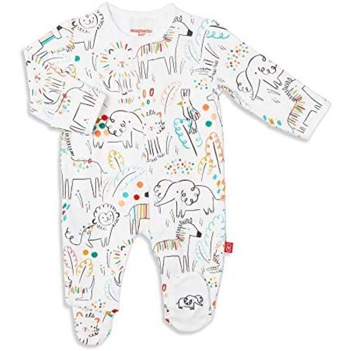 Magnetic Me Footie Pajamas - 100% Organic Cotton Baby Pajamas - Quick Magnetic Fastener Sleeper for Baby Boy and Girl