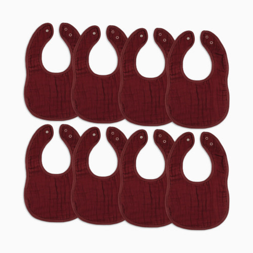 Comfy Cubs Muslin Bibs with Adjustable Snaps (8 Pack) - Wine, 8