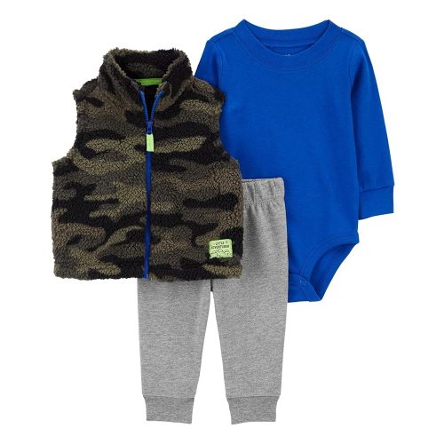 Carter's Baby Boys' 3 Piece Plaid Patch Little Vest Set