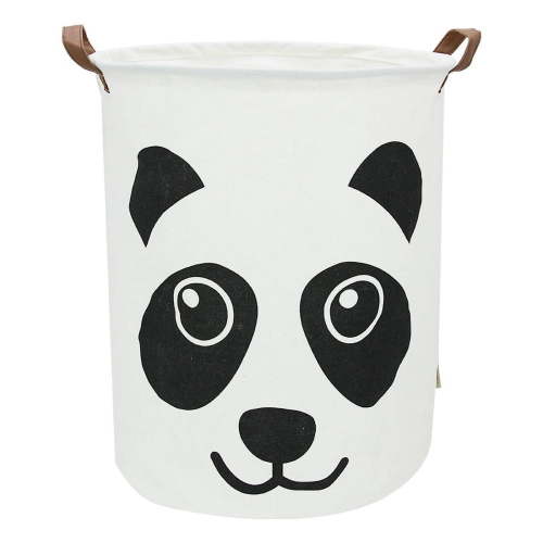 AUCHEN Baby Laundry Hamper, 19.7" Large Capacity Collapsible Round Storage Bin /Large Storage Basket /Clothes Laundry Hamper /Toy Storage Bin for Kids Baby Girl Boy Bedroom Bathroom - Black Panda