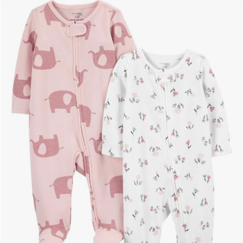 Simple Joys by Carter's Baby Girls' 2-way Zip Thermal Footed Sleep and Play, Pack of 2
