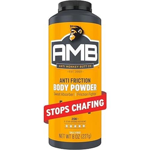 Anti Monkey Butt Body Powder for Women & Men - Talc-Free, Hypoallergenic Formula for Anti-Chafing & Anti-Itch - Absorbs Sweat & Fights Friction - With Calamine - 8 oz