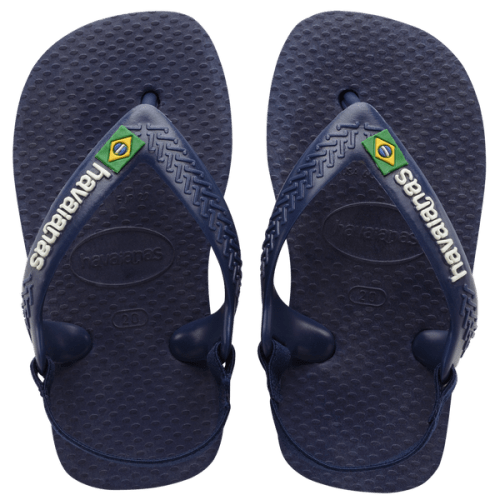 Baby Brazil Logo Flip Flop Sandals Navy Blue/Citrus Yellow | Havaianas