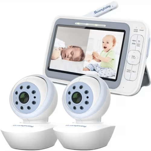 Moonybaby EMF Reduction 5" HD Baby Monitor with 2 PTZ Cameras, Model:QuadView 60