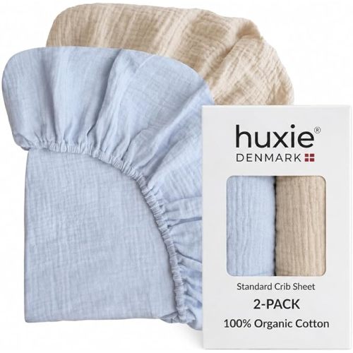 Crib Sheets, 100% Organic Cotton Muslin, 28"x52" Standard 2-Pack