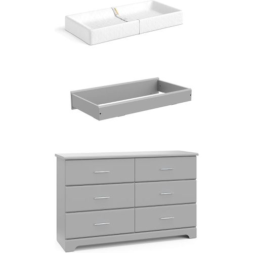 Storkcraft Brookside 6 Drawer Chest with Changing Topper and Change Pad - Pebble Gray