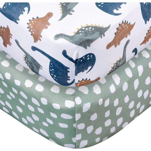 Gerber Baby Unisex 2-Pack Knit Crib Sheet, Dino Time, One Size