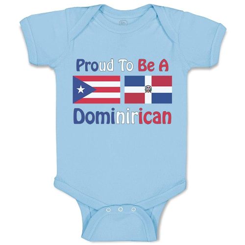 Cute Rascals Baby Bodysuit Proud to Be Puerto Rican & Dominican Boy & Girl Baby Clothes Funny Cotton Light Blue Design Only Newborn