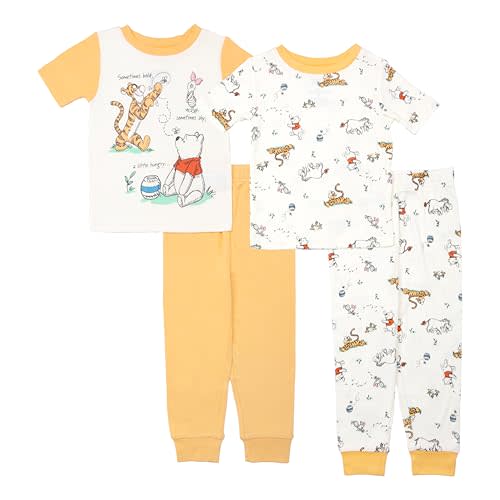 Disney Boys' 4-Piece Snug-fit Cotton Matching Comfortable Pajama Set, Soft & Cute for Kids
