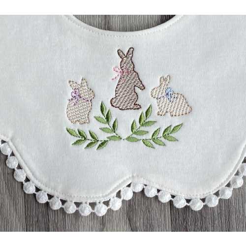 Adorable Baby Drool Bibs - 3 Sweet Bunnies! PRICE INCLUDES SHIPPING!