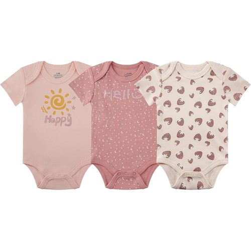 Baby Girls Clothes Newborn 3 Pack Set Short Sleeves Cotton Bodysuits Toddler Infant Baby Girl Gift Sets