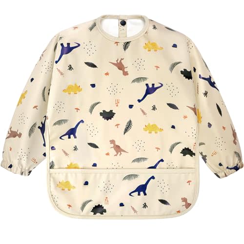 Accmor Long Sleeve Baby Bib, Full Sleeve Bib, Baby Toddler Waterproof Sleeved Bibs Smock, Machine Washable