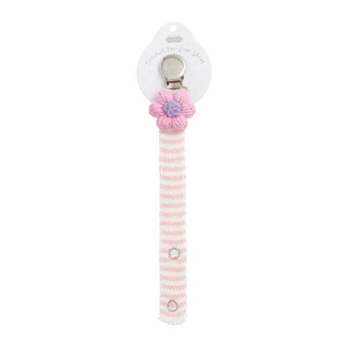 Crochet Pink Flower Pacy Clip