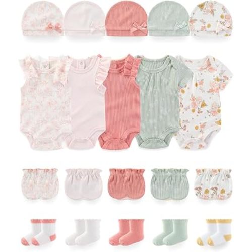 Baby Short Sleeve Bodysuits and Accessories Set Cotton Baby Clothes