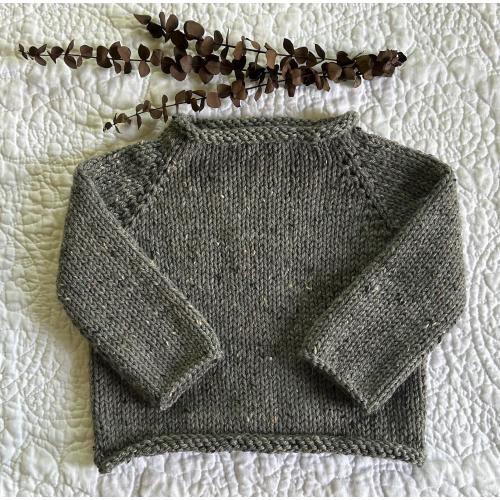 Available for Custom Order: Hand Knit Highland Wool Baby and Toddler Pullover Sweater with Rolled Edges