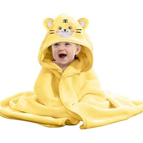 Hooded Baby Towel, Baby Towels Newborn, Baby Bath Towel with Hood, Blanket for Baby, Baby Beach Towel, Hooded Bath Towels for Boy and Girl, Newborn,31.5"×31.5" (Yellow)
