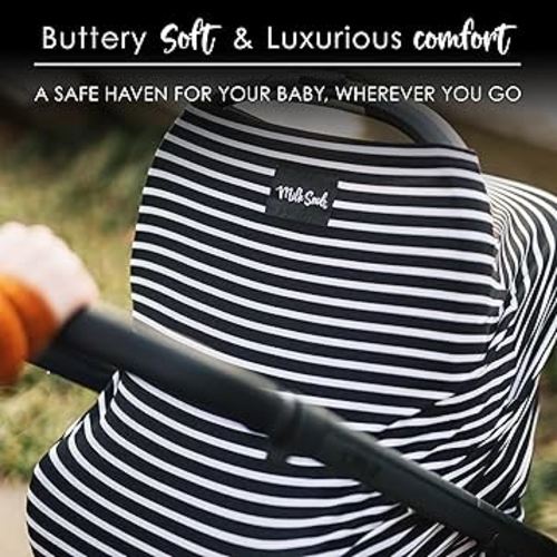 Milk Snob Original 5-in-1 Cover - Nursing Cover for Breastfeeding - Baby Car Seat Cover, Carseat Canopy & Stroller - Essential All-in-One Cover - Gift for Mom, Baby (Modern Stripe)