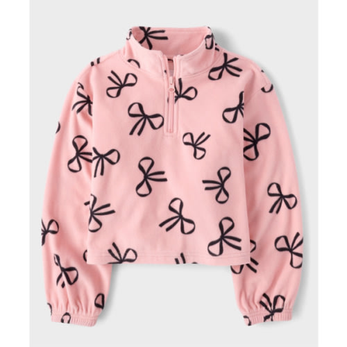 Girls Long Sleeve Print Microfleece Half Zip Pullover - PINK | The Children's Place