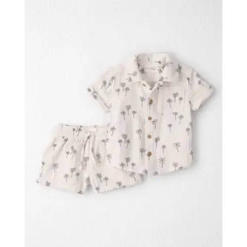 Baby Boy 2-Piece Organic Cotton Gauze Top & Short Set in Palm Trees 18-24 months