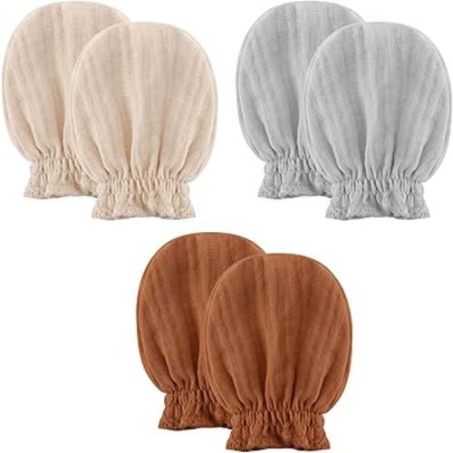Pro Goleem Muslin Baby Mittens for Newborn, 100% Cotton No Scratch Soft Breathable Gloves for Boys and Girls 0-6 months