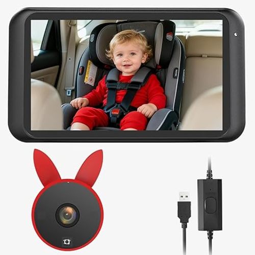 Babyvue USB Car Camera for Baby : 4.5" Baby Car Camera with 1080P Crystal Clear Mirror View, Easy Installation Carseat Rear Facing Moitor for Kids, HD IR Night Vision Backseat Monitor