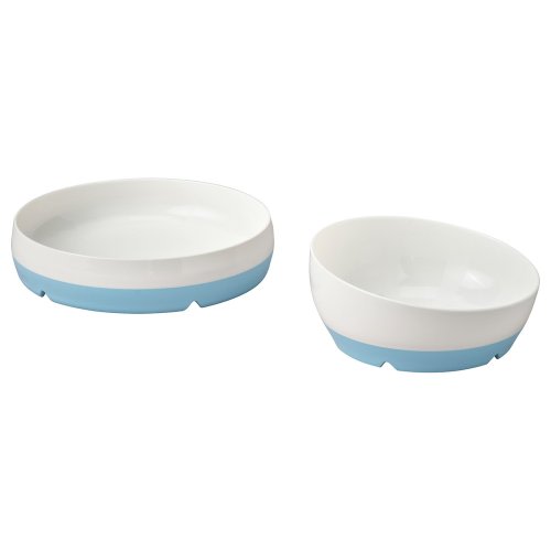 BÖRJA Plate/bowl - white/blue