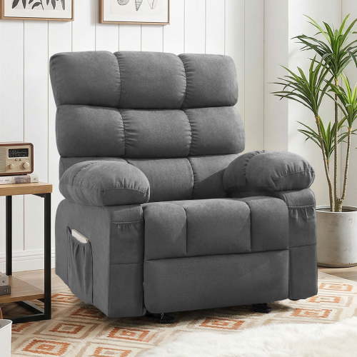 JONPONY Rocker Recliner Chair, Ergonomic Lounge Chair for Living Room Theater,Small Spaces with Rocking Function,Side Pocket,Gray