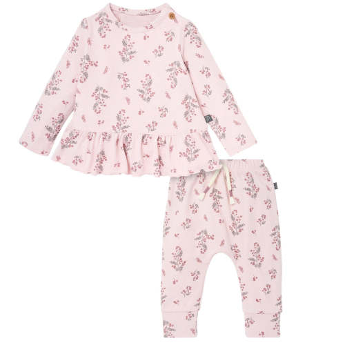 2-Piece Baby Girls Blush Heather Peplum Top and Pants – Gerber Childrenswear