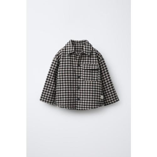 GINGHAM PLAID OVERSHIRT - Black / Ecru | ZARA United States
