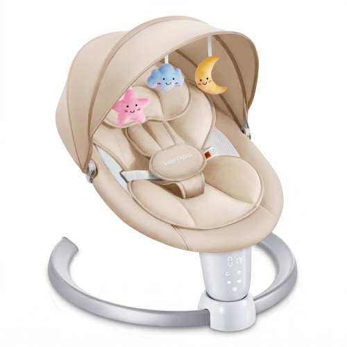 HARPPA Electric Baby Swing with Remote Control, Bluetooth Music, 5 Sway Speeds, Safety Features, Khaki