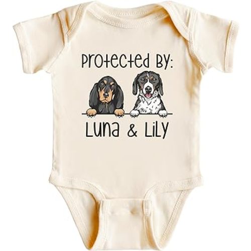 New Best Friend Dog Lover Pet Baby Bodysuit Personalized Protected By Dog Name Custom Dog Breed