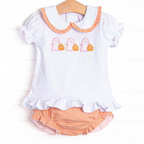 Little Ghosts Applique Ruffle Diaper Set, Orange – Stitchy Fish