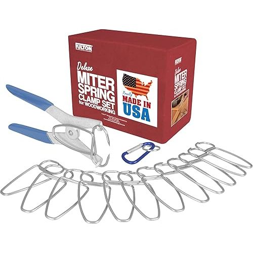 Fulton Miter Spring Clamps for Woodworking Set, Wood Trim, Picture Frames, Crown Molding Tool, Hip Clip and 13 Spring Miter Clamps for Trim, Finish Carpenter Tools, Made in the USA