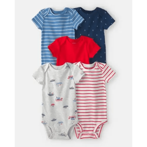 Baby 5-Pack Nautical Multipack Bodysuits - Red/White/Blue | Carter's