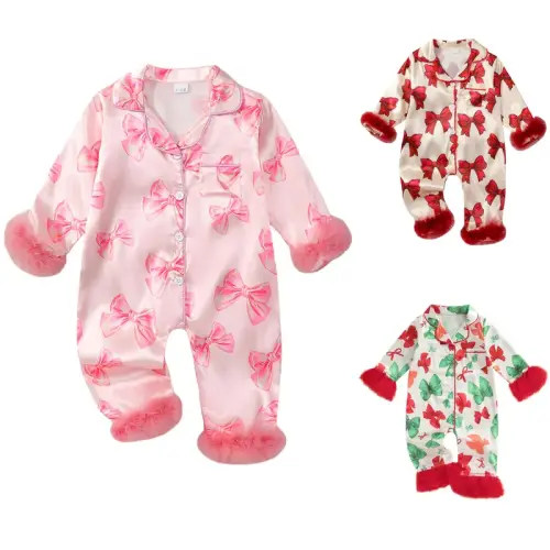 Newborn Baby Girl Pajamas Long Sleeve Feather Trim Romper Jumpsuit - TikTok Shop