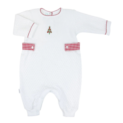 Romper with Gingham Tabs & Christmas Tree Monogram – PatyInc