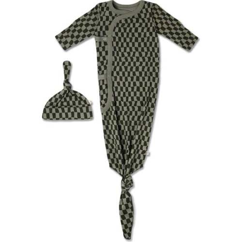Organic Kimono Knotted Sleep Gown, Checker - Makemake Organics | Maisonette