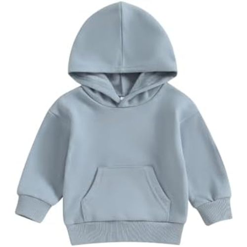 Toddler Baby Boy Girl Hoodies Solid Color Long Sleeve Kangaroo Pocket Hooded Sweatshirt Top Fall Winter Clothes